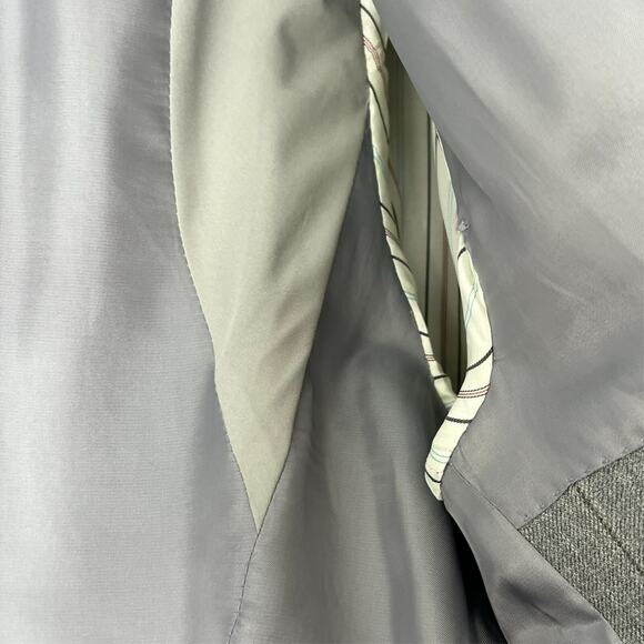 Lauren Ralph Lauren Blazer Suit Jacket Mens 48 R Gray Silk Wool Plaid Windowpane - Picture 10 of 12